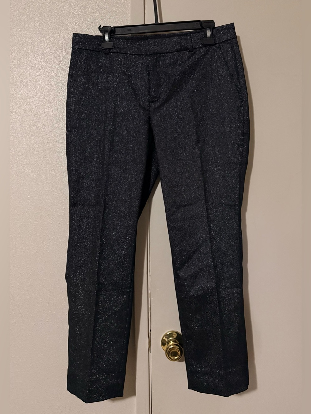 NWT Banana Republic Avery Black Glittery Dress Pants 8 W/ Pockets & Belt Loops